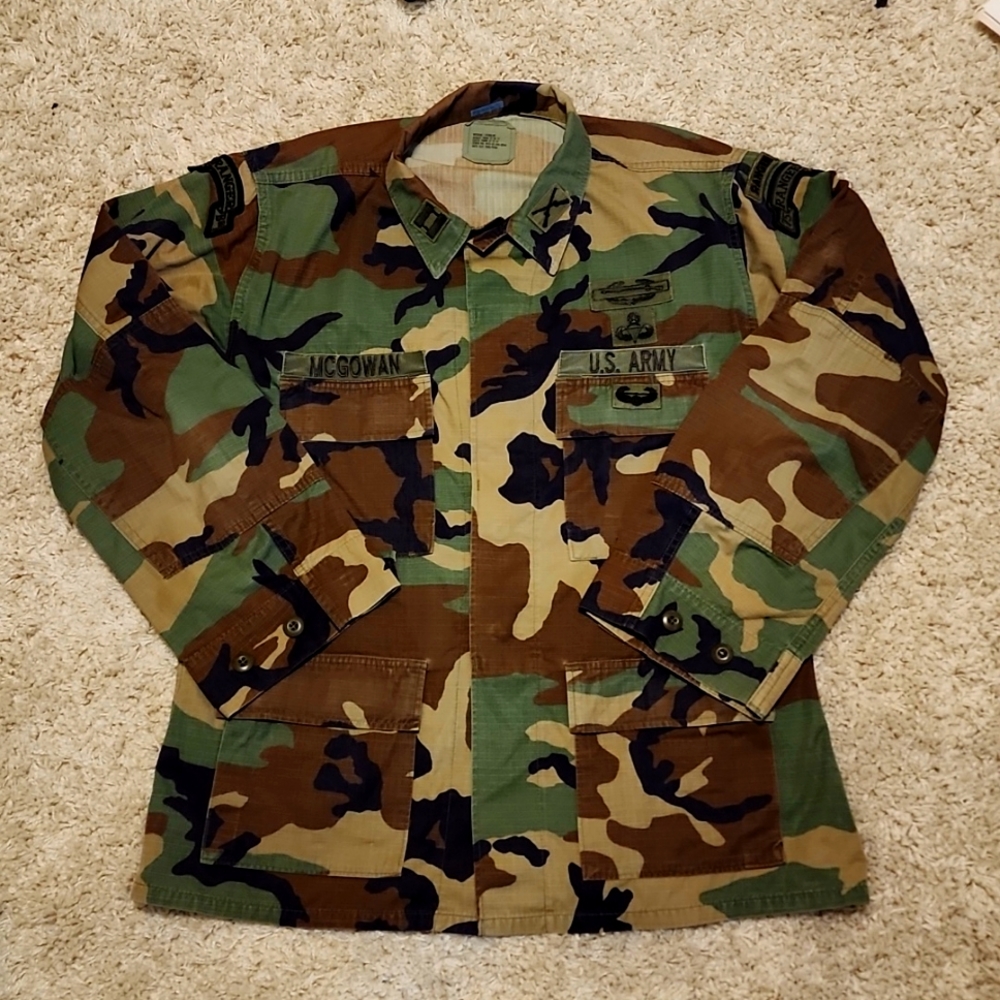 US Army RANGER Special Forces BDU Camo Fatigue Shirt Medium